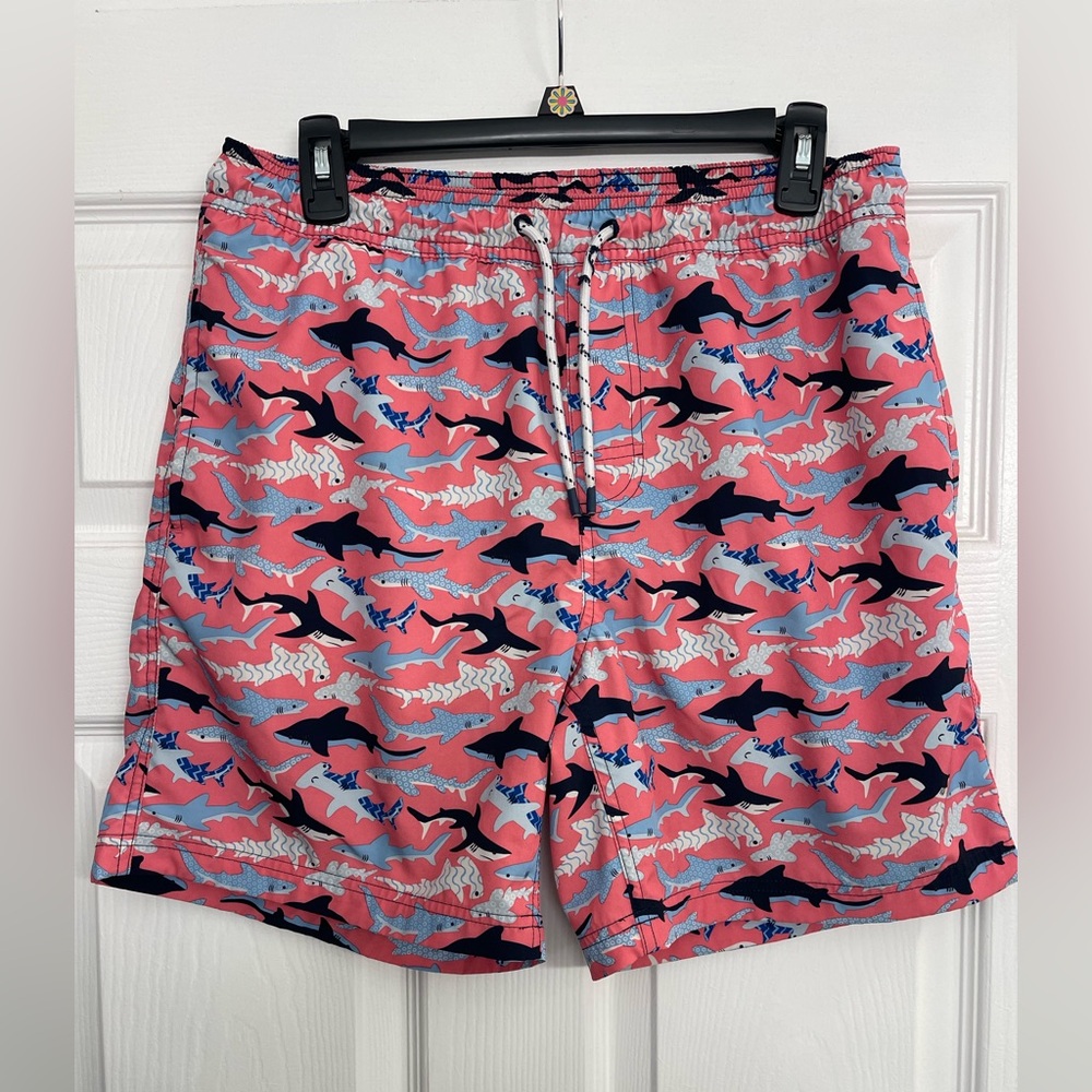 🦈Men's Pink Shark Print Swim Shorts